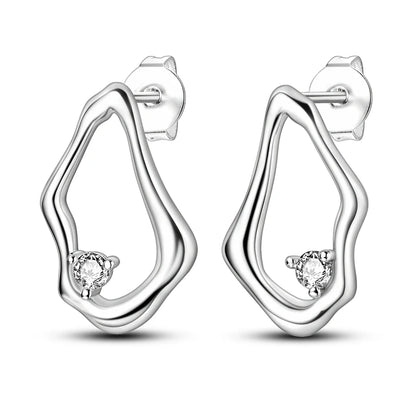 925 Sterling Silver Hoop Earrings with Zircon | Classic U-Shaped Women Jewelry