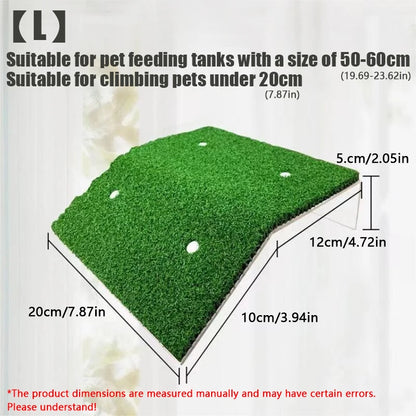 Turtle Basking Platform Turtle Habitat Simulation Lawn Ramp Turtle Dock Floating Island for Reptile Terrarium Aquarium Accessory
