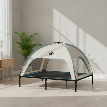 Pet Cot with Canopy Shaded Dog Bed with Sun Shade Tent Raised Dog Bed with Canopy Breathable for Pets, Backyard, Camping