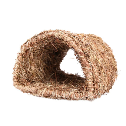 ABKJ-Grass House Tunnel Hutch Woven Hut For Laying Or Sleeping Edible Chew Home For Rabbits Chinchilla And Small Animals
