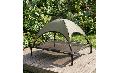 Pet Cot with Canopy Shaded Dog Bed with Sun Shade Tent Raised Dog Bed with Canopy Breathable for Pets, Backyard, Camping