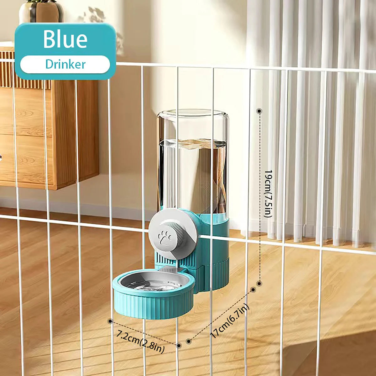 1.2L Automatic Pet Feeder Cage Hanging Bowl，Suitable for Small Puppy Cat Rabbit Food Container Dispenser Bowl