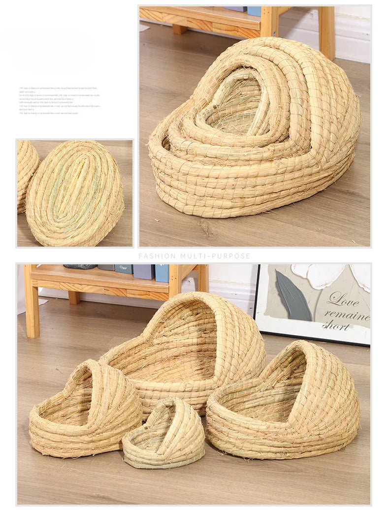 Grass Woven Bird Nest Rabbit Grass Nest Grass Mat Hamster Accessories Slippers Rabbit Nest Rabbit Winter Warm Pet Supplies