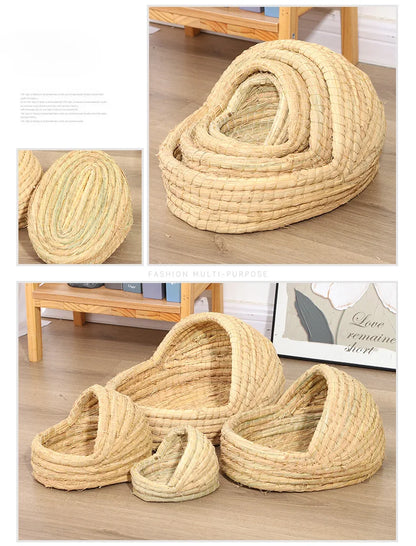 Grass Woven Bird Nest Rabbit Grass Nest Grass Mat Hamster Accessories Slippers Rabbit Nest Rabbit Winter Warm Pet Supplies