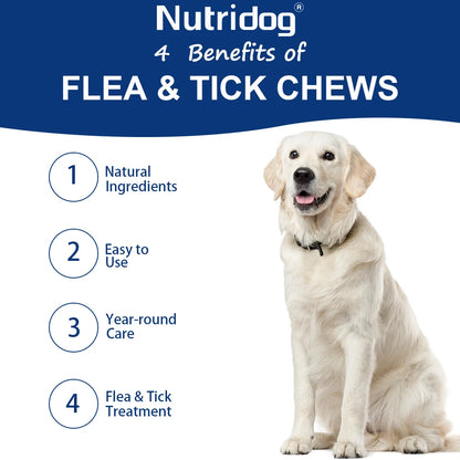 Flea & Tick Chews For Dog with Garlic Flaxseed | Skin Health Support & Bites Prevention - Chicken flavor 120 Soft Chews