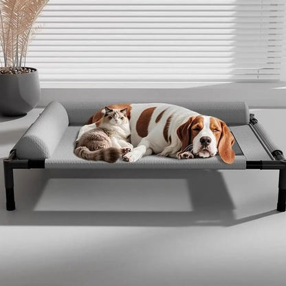Pet Furniture Mesh Elevated Dog Beds Breathable Removable Raised Dog Bed with Pillow Outside Dog Bed Cat Patio Sunbathing