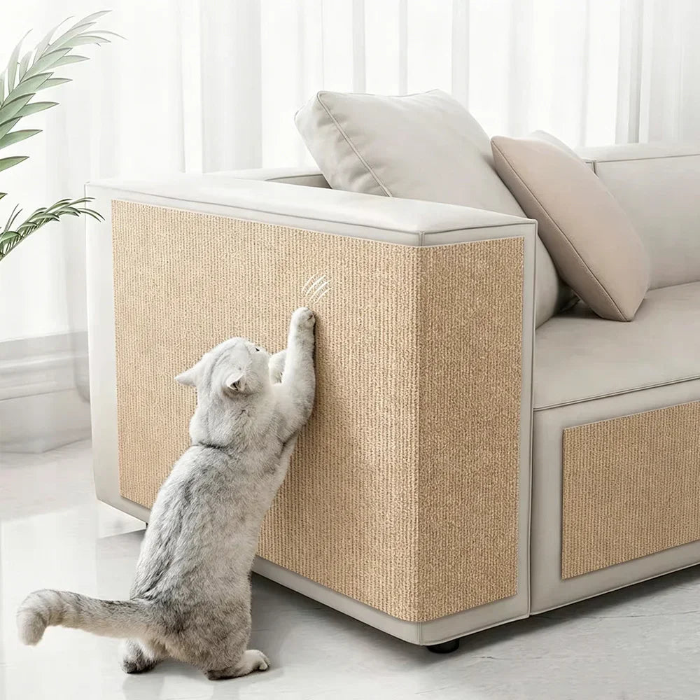 Cat Scratching Mat DIY Self-Adhesive Trimmable Carpet Anti-Scratch Furniture Protector for Fits Sofas Walls Doors