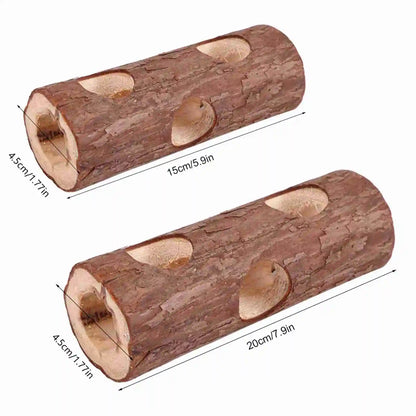 Wooden Hamster Tunnel Versatile Animal Exercise Tube Chew Toy for Rabbit Ferret Hamster Guinea Pig
