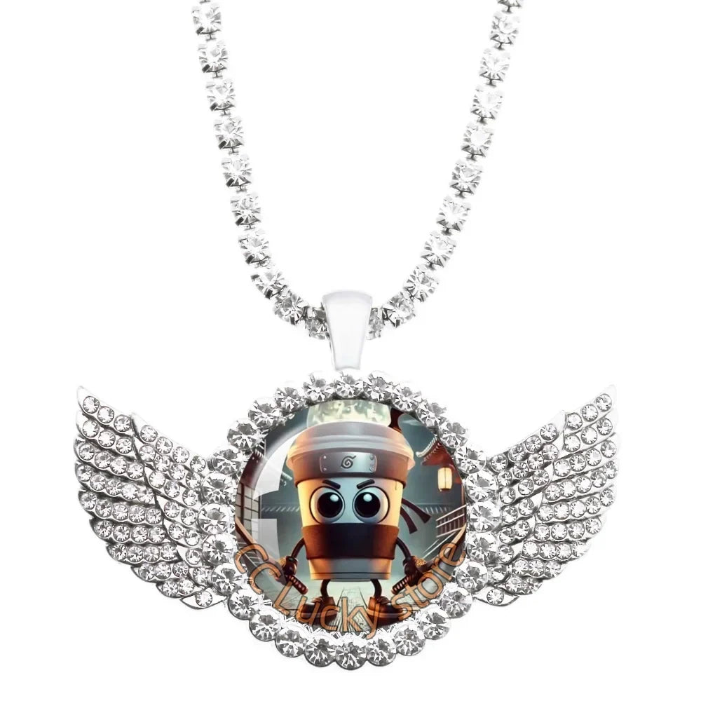 25mm Angel Wing Necklace | Italian Brainrot Pendant Funny Animal Jewelry Gift