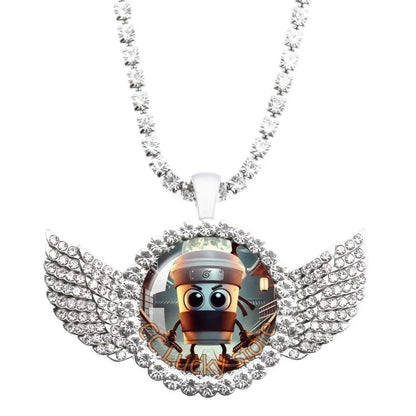 25mm Angel Wing Necklace | Italian Brainrot Pendant Funny Animal Jewelry Gift