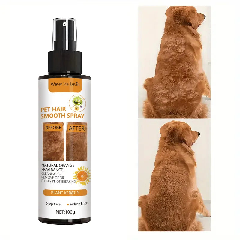 Pet Hair Smoothing Care Spray, Containing Gentle Ingredients, Deeply Moisturizes and Hydrates the Hair. Just One Spray Can Soften and Make Your Pet's Fur Smoother and Shinier.