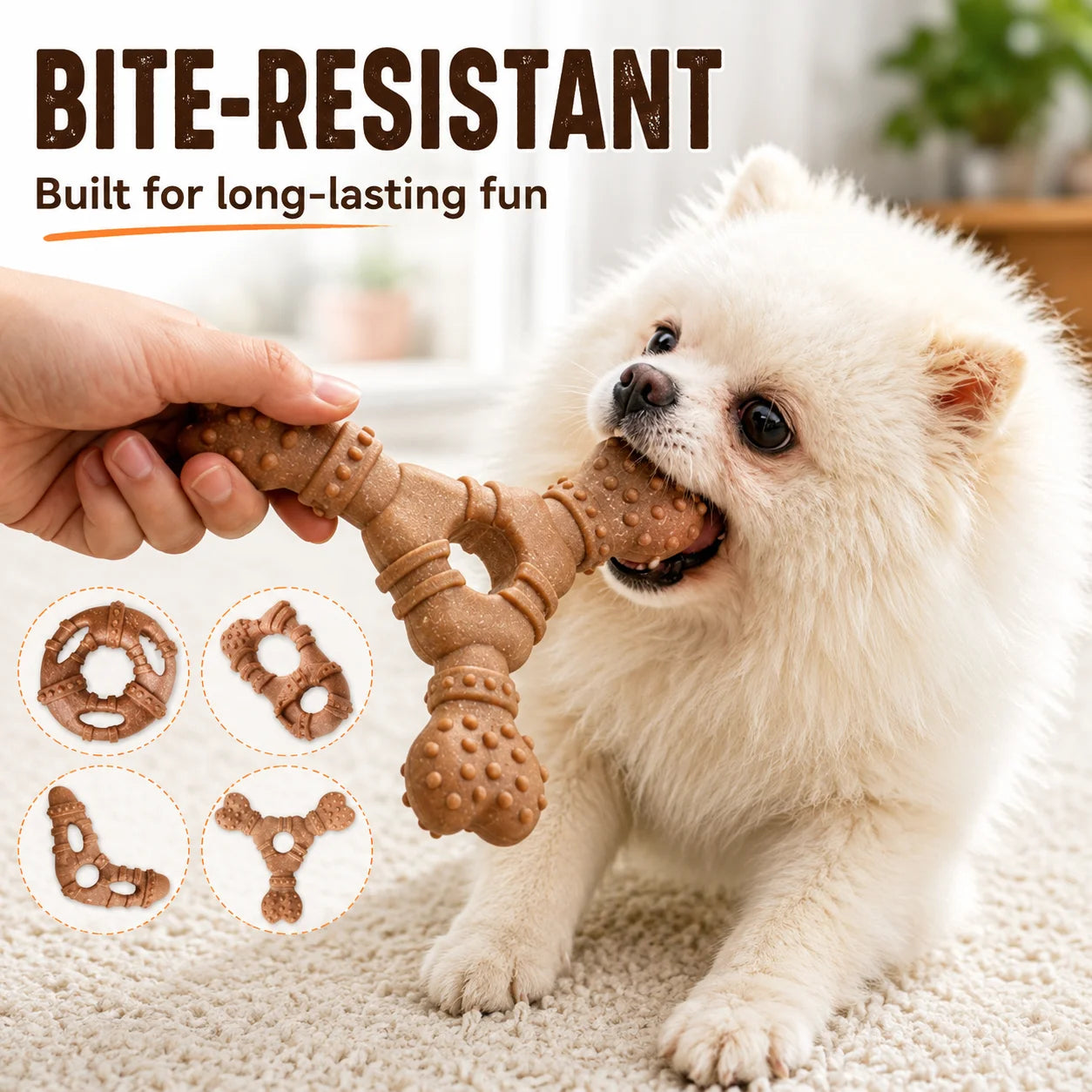 Dog Toy, Bone-Like Teething Stick, Durable, Tooth-Cleaning, Self-Entertaining and Boring, Small Dog-Shaped Pet Toy