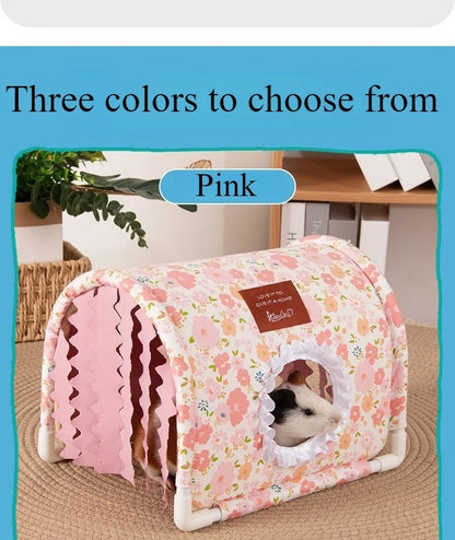 Small Animal Hideout Bed-Soft Pet House with Open Entrance,Safe Rounded Corners for Guinea Pigs/Hamsters/Rabbits-Decor Shelter