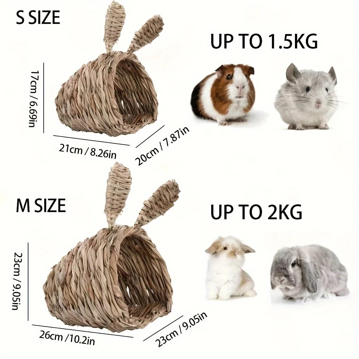 Rabbit Straw Nest Hut Toy Comfortable Straw Woven Hay Bed Warm Hut for Bunny Little Animals Ferret Hamster