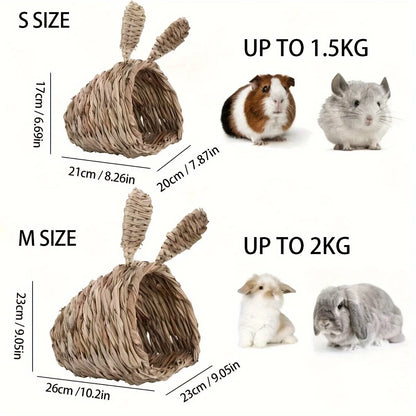 Rabbit Straw Nest Hut Toy Comfortable Straw Woven Hay Bed Warm Hut for Bunny Little Animals Ferret Hamster