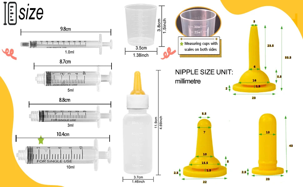 Nursing Bottle Set – Pet Bottle with Nipple – Handmade Feeding Set for Cats and Rabbits