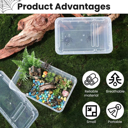 Reptile Breeding Box Terrarium Turtle Tank Silkworm Spider Horned Frog Gecko Lizard Snail Cage Portable Habitat Enclosure