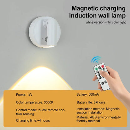 Magnetic USB Rechargeable LED Wall Light | Dimmable Touch Switch Reading Lamp