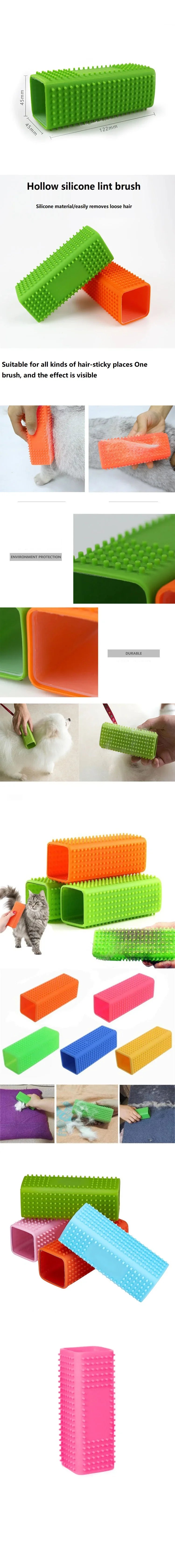 Pet Hair Removal Brush Pet Silicone Hollow Rubber Cleaning Brush Supplies Animal Brush Dog Cat Hair Removal Effective Pet Hair
