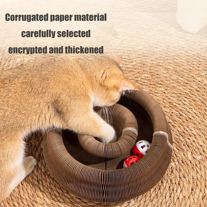 Magic cat scratching board toy with ball kitten climbing frame round wavy cat scratching board toy multiple ways to play