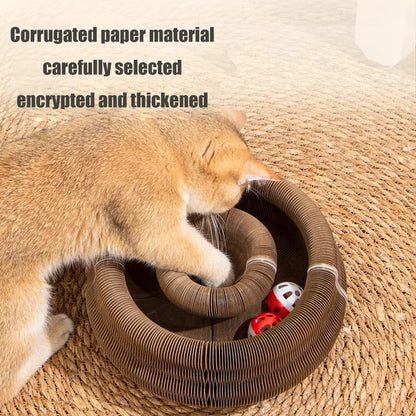 Magic cat scratching board toy with ball kitten climbing frame round wavy cat scratching board toy multiple ways to play
