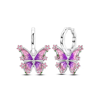925 Silver Butterfly Cherry Stud Earrings | Fine Jewelry Gift for Women