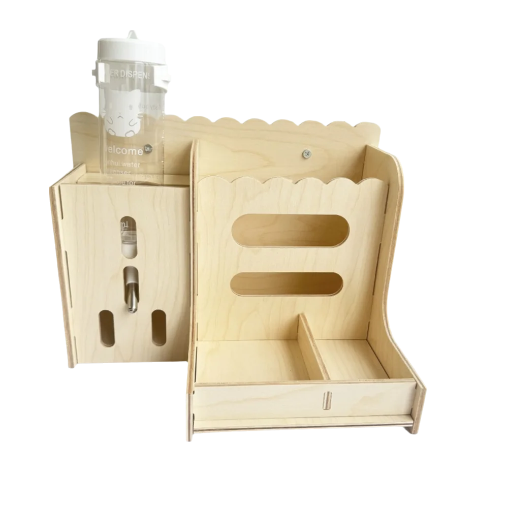 2 in 1 Rabbit Hay Feeder Bite Resistant Detachable Rabbit Food Manger with Bottle Rabbit Hay Rack Cage Accessories