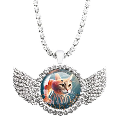 25mm Angel Wing Necklace | Italian Brainrot Pendant Funny Animal Jewelry Gift