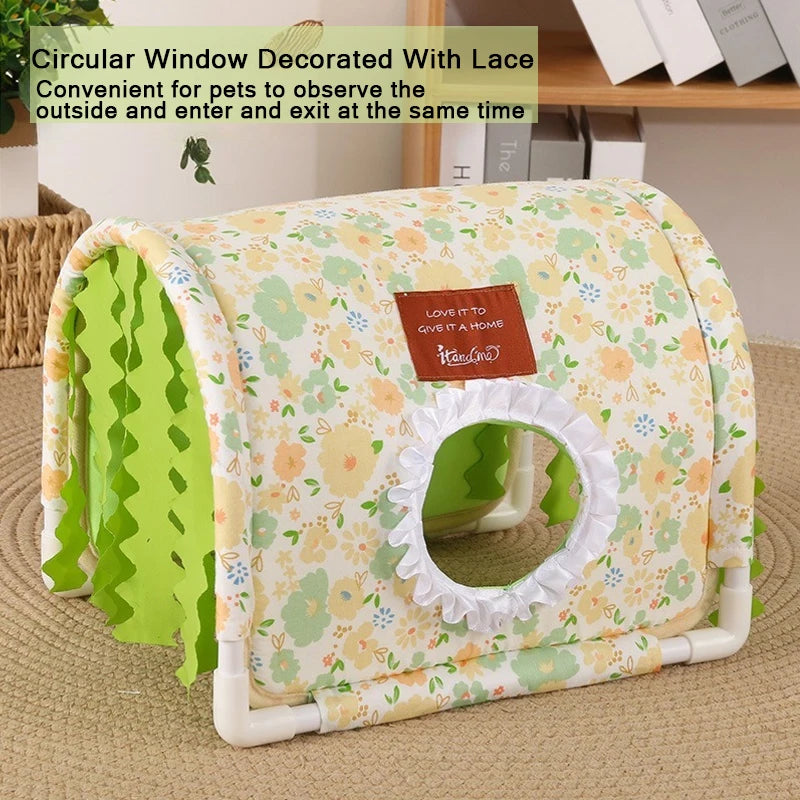 Small Animal Hideout Bed-Soft Pet House with Open Entrance,Safe Rounded Corners for Guinea Pigs/Hamsters/Rabbits-Decor Shelter