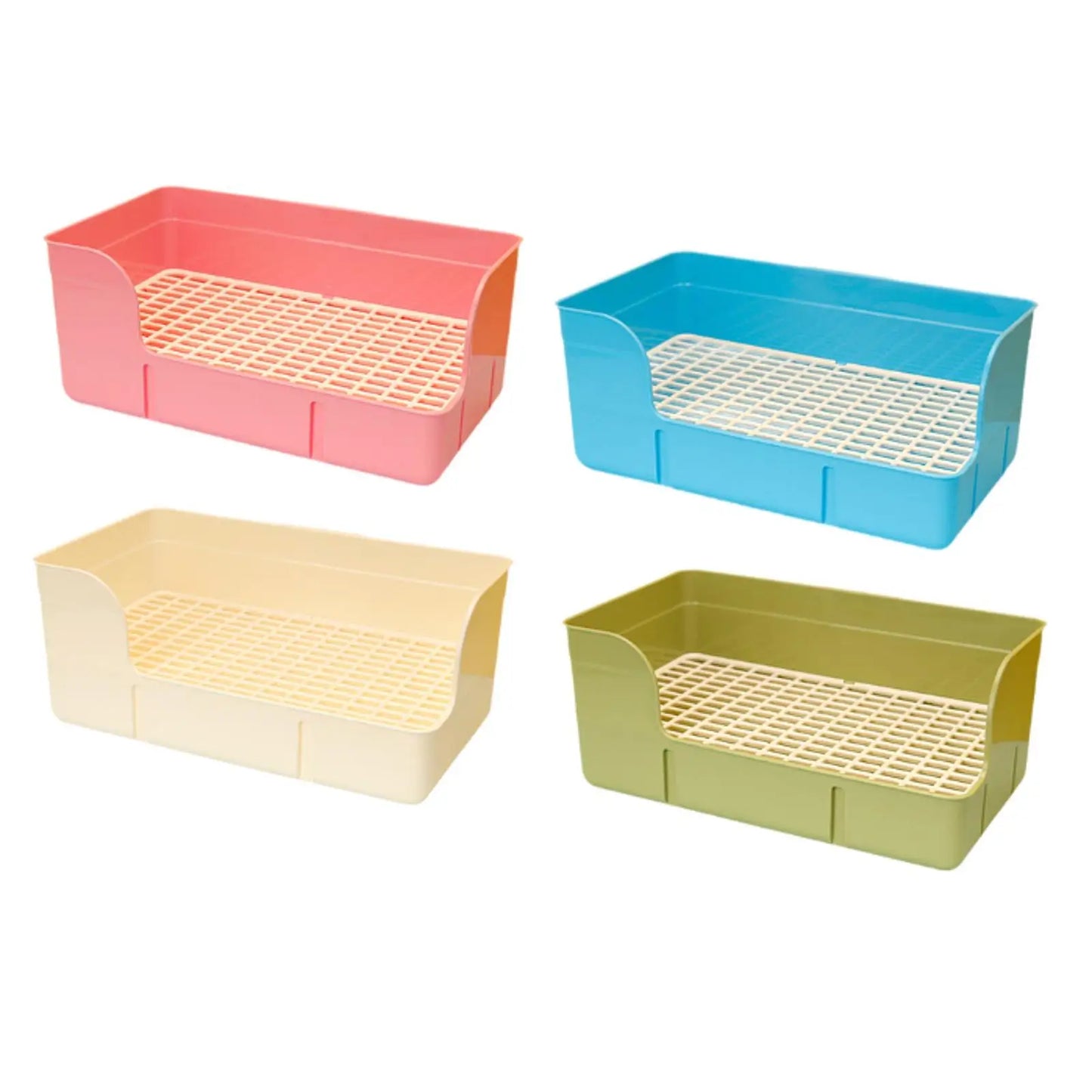 Rabbit Litter Box for Cage Pee Pan Tray Anti Splashing Bedpan Grid Litter Pan for Bunny Chinchillas Rats Ferrets Small Animals