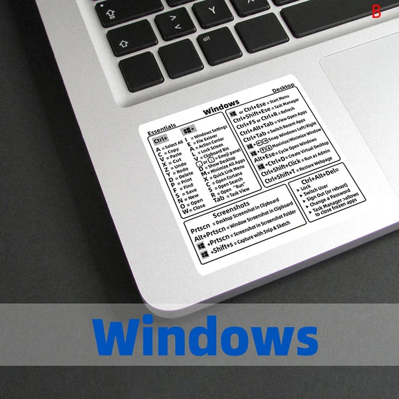 Windows PC Keyboard Shortcut Sticker | Quick Reference Decal for Laptop Desktop