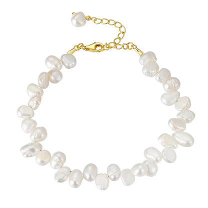 Dainashi 4-5mm Baroque Freshwater Pearl Bracelet | Adjustable 925 Sterling Silver Jewelry