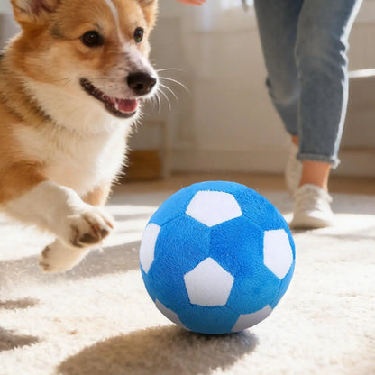 Dog Soccer Ball Toy Soft Chewing Game Plush Soft Squeaky Balls for Dogs for Indoor Outdoor Play Teething Enrichment Puppy Large