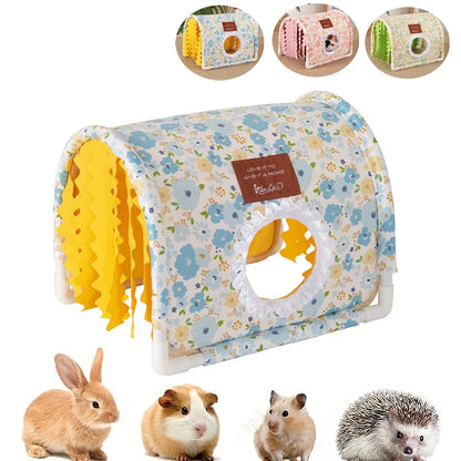 Small Animal Hideout Bed-Soft Pet House with Open Entrance,Safe Rounded Corners for Guinea Pigs/Hamsters/Rabbits-Decor Shelter
