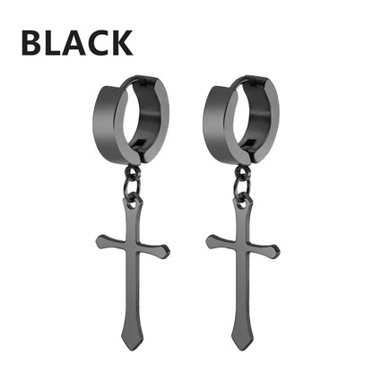 2pc Stainless Steel Cross Earrings Set | Gothic Punk Huggies for Men Women