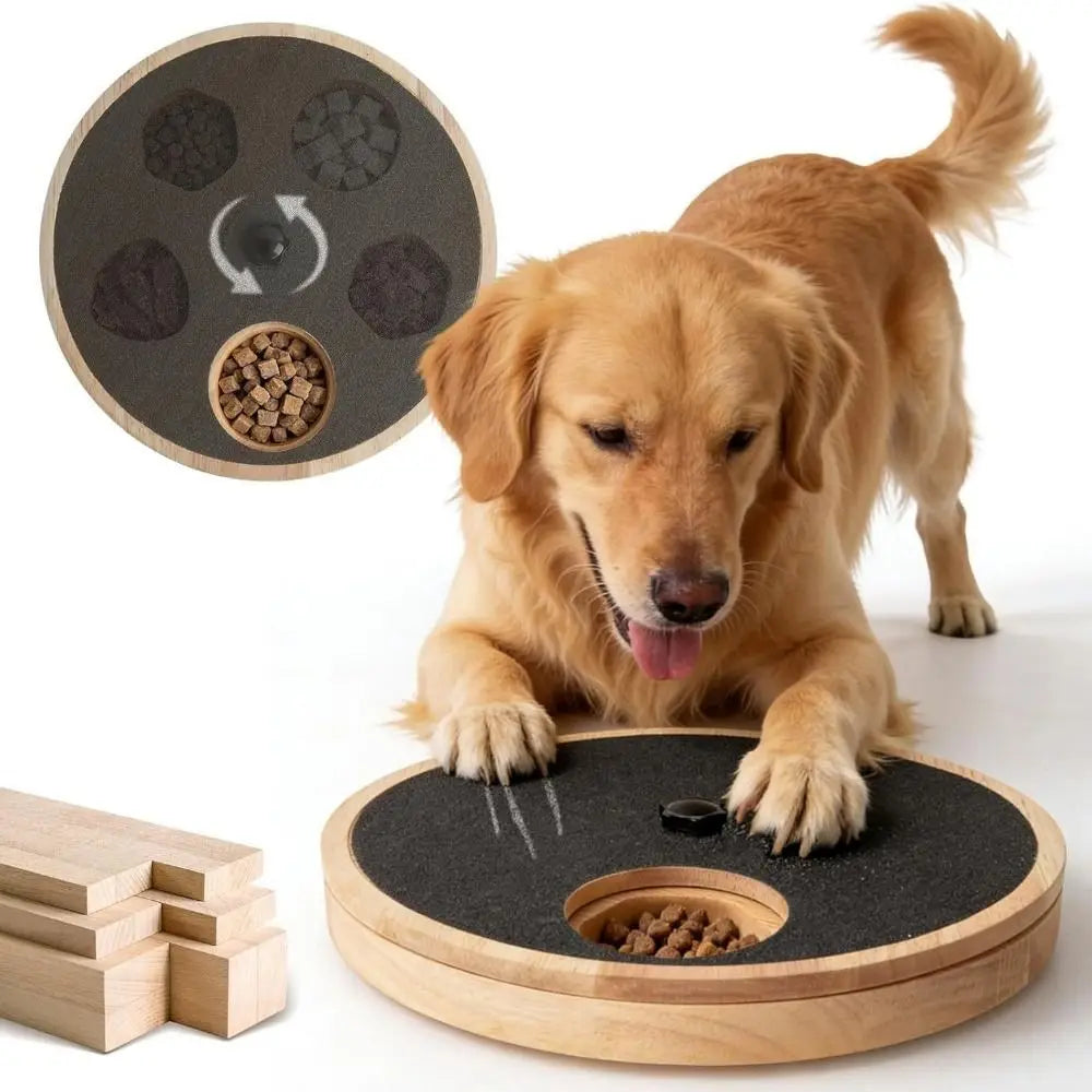 Rotating Dog Scratching Board Round Non-Slip Dog Nail Grinding Pad Wear-resistant with Treat Box Pet Slow Feeding Plate for Dogs