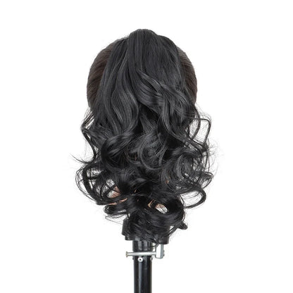 10Inch Short Wavy Curly Ponytail Hair Extension | Clip-in Claw Clip Hairpiece for Women