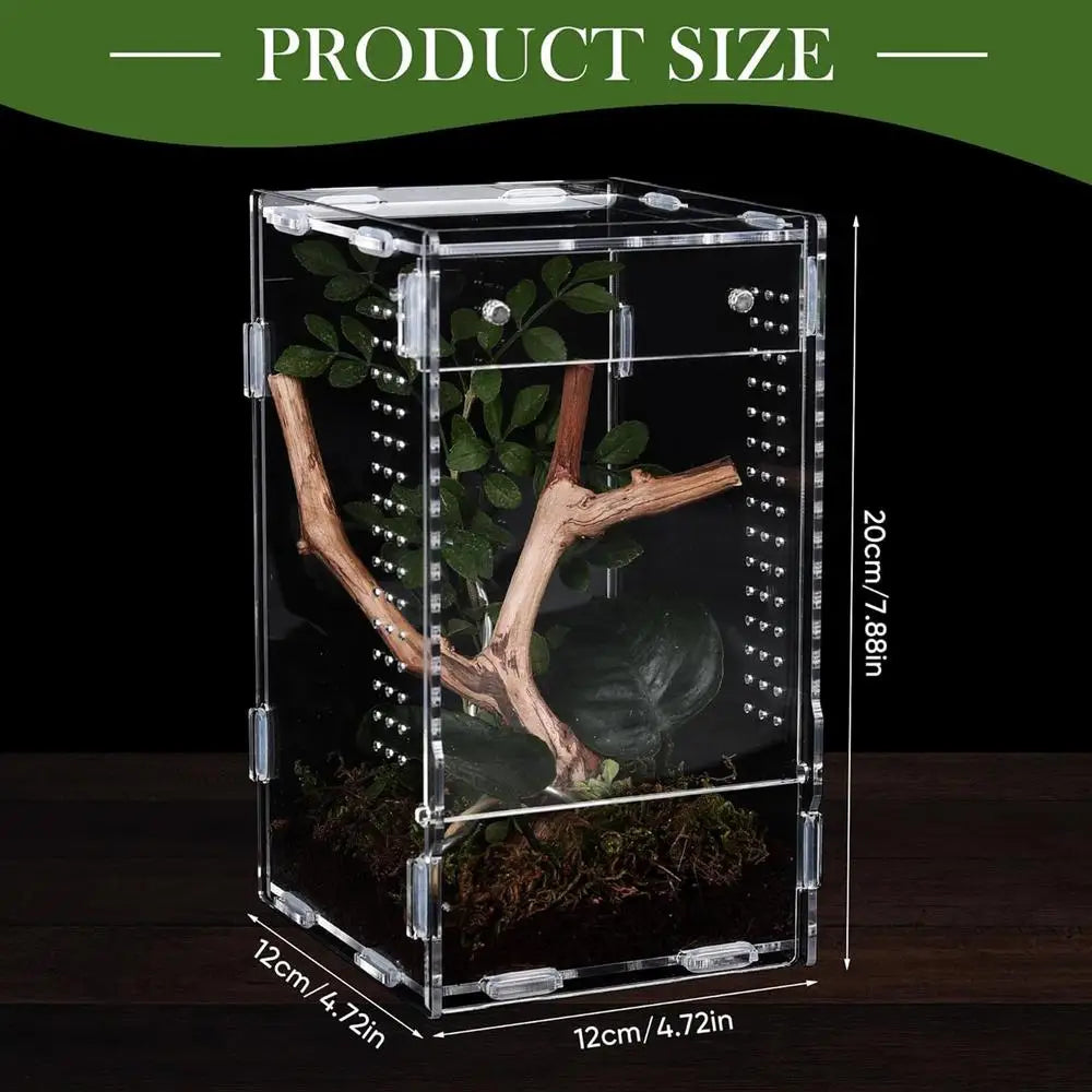 Reptile Enclosure Front Opening Escape Proof Habitat Acrylic Jumping Spider Habitat For Observation Home Pet Store Office