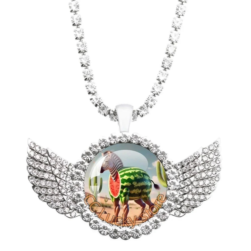 25mm Angel Wing Necklace | Italian Brainrot Pendant Funny Animal Jewelry Gift