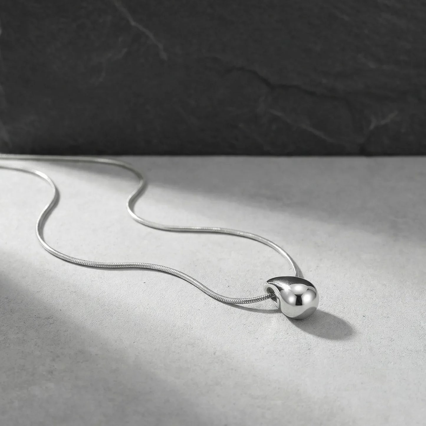 Fashion Waterdrop Pendant Necklace | Stainless Steel Snake Chain Jewelry Gift