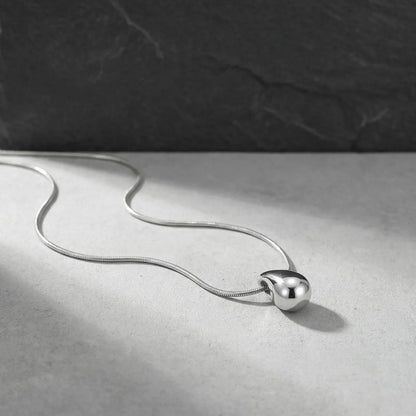 Fashion Waterdrop Pendant Necklace | Stainless Steel Snake Chain Jewelry Gift