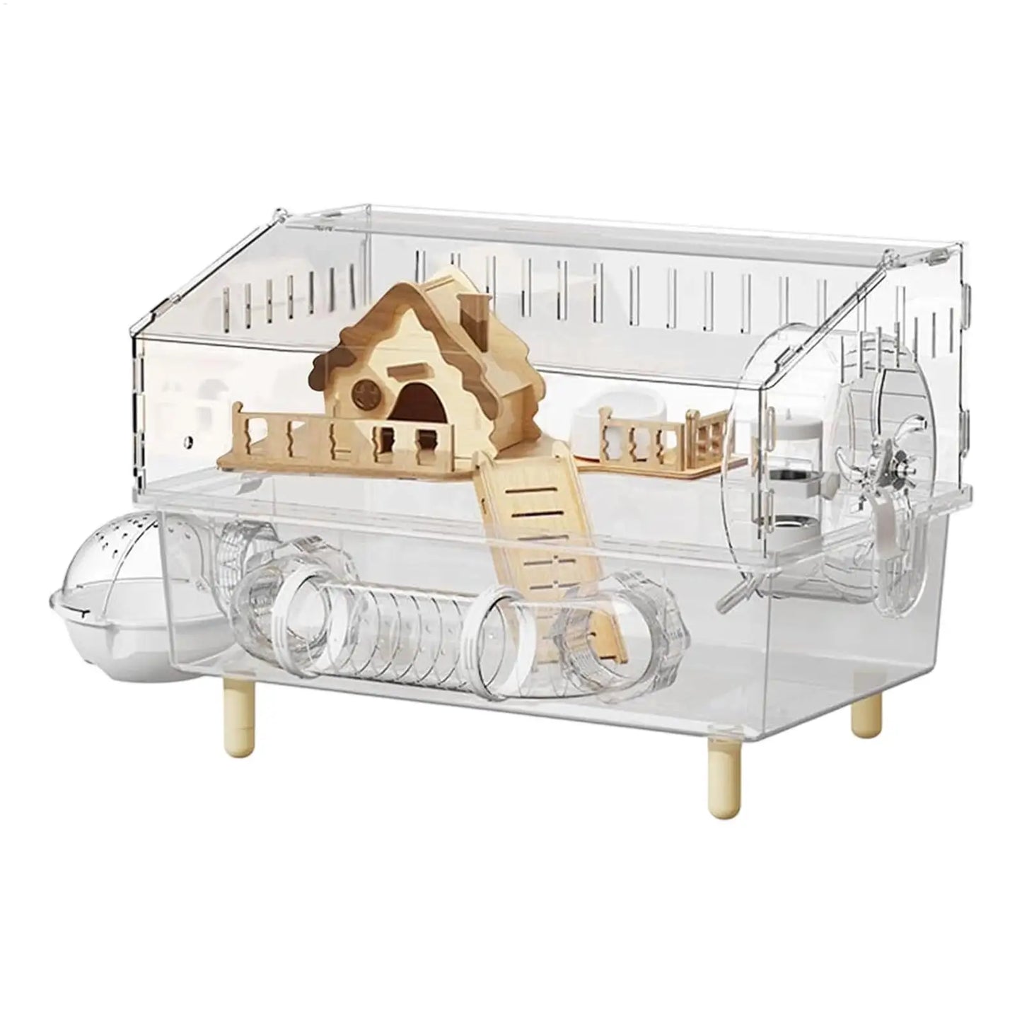 Acrylic Hamster Cage 2-Layer Clear Acrylic Pet Habitats Hamster Enclosure for Indoor Outdoor Home Yard Breeding Observation Pet