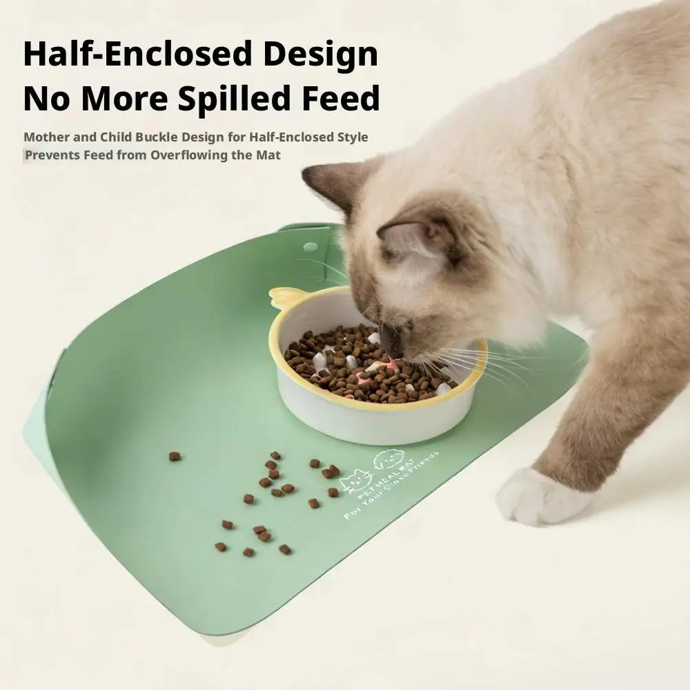 PU Leather Pet Feeding Mat Spill Proof Waterproof Oil Resistant Non Slip Bowl Holder Easy Clean Floor Protector for Dogs Cats