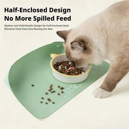PU Leather Pet Feeding Mat Spill Proof Waterproof Oil Resistant Non Slip Bowl Holder Easy Clean Floor Protector for Dogs Cats