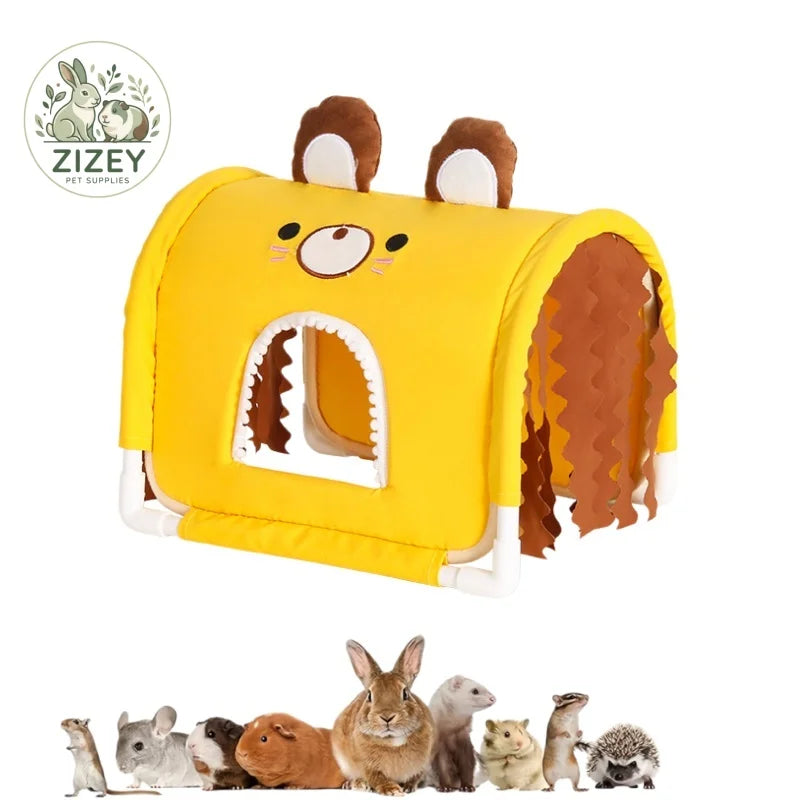 Small Animal Tunnel Hideout Cute Bed Cave Toy for Guinea Pig Rabbit Ferrets Hedgehog Rat Chinchilla Cage Accessory