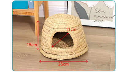 Straw Hand Woven Breathable Rabbit Grass Mat Four Season Hamster Guinea Pig Dutch Pig Foot Mat Rabbit Grass Nest Pet Supplies