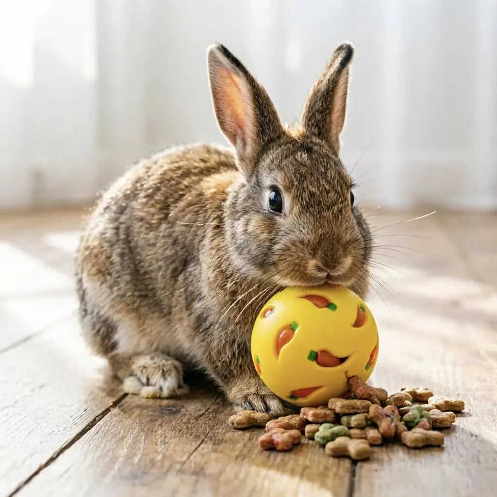 Rabbit Treat Ball Bunny Toy Food Dispenser Interactive Leak Food Ball Chew Toy For Rabbit Hamster Guinea Pig Chinchilla Small Pe