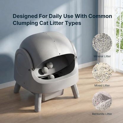 Automatic Litter Box, Self Cleaning Litter Box for Cats, Large Capacity Waste Bin, Open-Top Design, Low Noise Quiet, Custom
