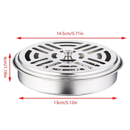 Mosquito Coil Holder with Cover | Portable Stainless Steel Stand