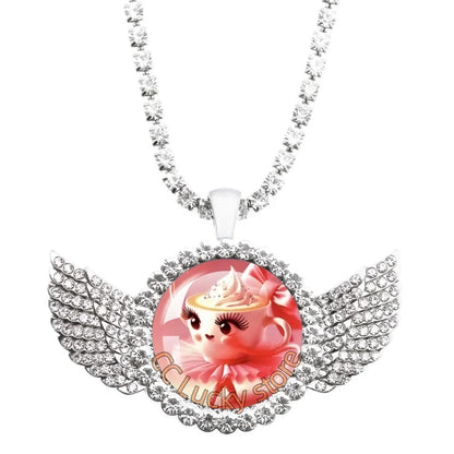 25mm Angel Wing Necklace | Italian Brainrot Pendant Funny Animal Jewelry Gift
